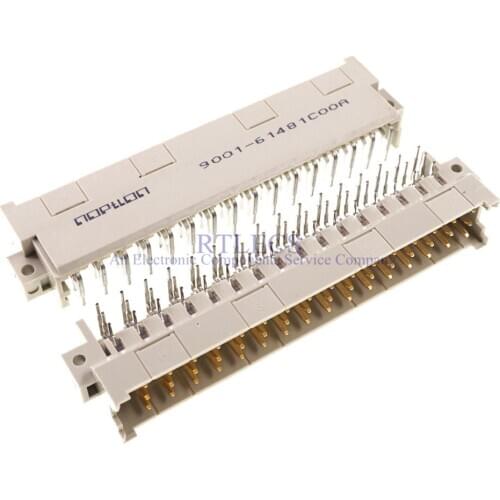 2pcs 5.08mm DIN 41612 Din Header Connector 3 Rows 48 Positions Male Pins Right Angle Through Hole PCB Solder 3x16 48 Pin