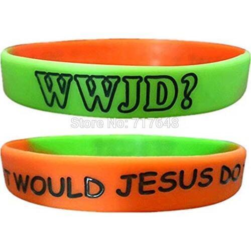 100pcs Religious Christ What Would Jesus Do WWJD segmented wristband silicone bracelets free shipping by epacket A