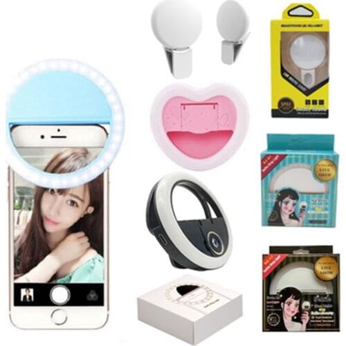 Led Selfie Ring Light Novelty Makeup Lightings Mobile Phone Clip Lens Light Lamp Led Bulbs Emergency Dry Battery Photo Camera
