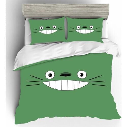 Cute Totoro Twin Bedding Set Cartoon Bedding Linen Cotton Duvets Cover And Linen Sets Luxury Queen Comforter Sets Bed Sheet