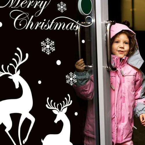 Merry Christmas Window Glass PVC Wall Sticker Christmas DIY Elk Wall Stickers Home Decal Christmas Decoration For Home Supplies