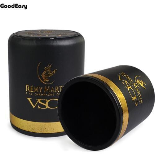 VSOP Leather+Plastic Dice Cup Set with 6pcs Acrylic dices Polyhedral Dice Cup Poker Drinking Board Game Gambling Dice Box