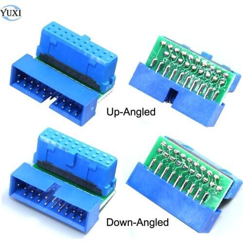 YuXi 2pcs USB 3.0 20pin Male to Female Extension Adapter Connector Angled 90 Degree for Motherboard Mainboard