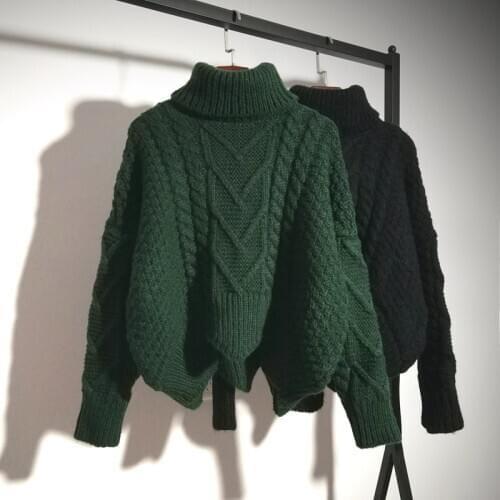 Women Sweaters Warm Turtleneck Pullover Twist Pull Jumpers Autumn 2021 Knitted Sweaters Thick Warm Christmas