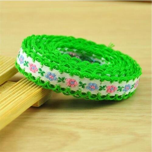 1M Latest Green Lace Fabric Wedding Embroidery Flower Laces Trim 1.2cm Lace Ribbon DIY Sewing Accessories dentelle encajes YU12