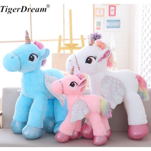1pc 50/60/90cm Kawaii Unicorn Plush Toys Giant Stuffed Animal Horse Toys for Children Soft Doll Home Decor Lover Birthday Gift
