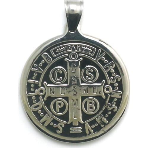 18g CSPB CSSML NDSMD Catholic Church Saint Benedict of Nursia Christianity Jesus Exorcism 316L Stainless Steel Cross Pendant
