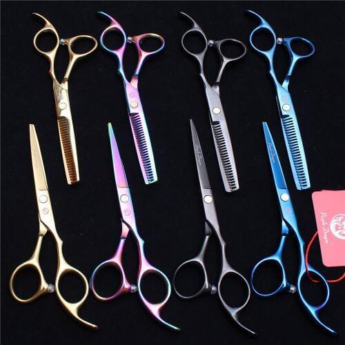 2Pcs Z1005 6" 17.5cm Purple Dragon Hairdressing Scissors Cutting Shears Thinning Scissors Professional Hair Scissors Barber Shop