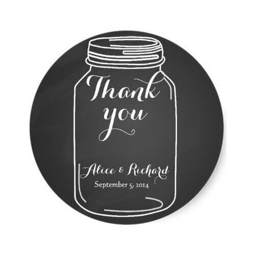 3.8cm vintage chalkboard mason jar wedding stickers