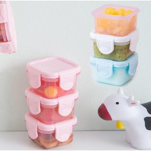 3pcs 60ml Baby Feeding Bowl Sets Baby Learning Dishes Auxiliary Food Bowl Mini Portable Sealed Storage Boxs Can Microwave