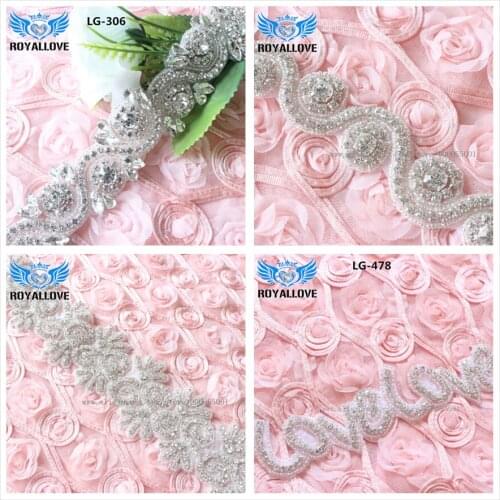 4 yards crystal rhinestone applique fashion garment clothing accessory women dress hair decorative motif stones DIY wedding Belt