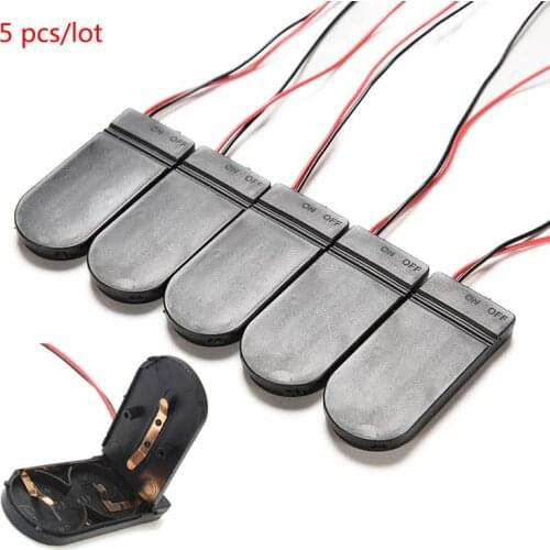 5pcs CR2032 Button Coin Cell Battery Socket Holder Case Cover With ON/OFF Switch 3V x2 6V Battery Storage Box