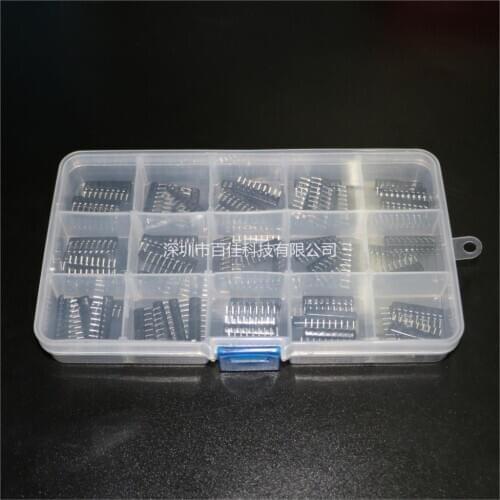 75pcs 15 Kinds × 5pcs Resistance Foot pitch 2.54 1*9P exclusion combination kit