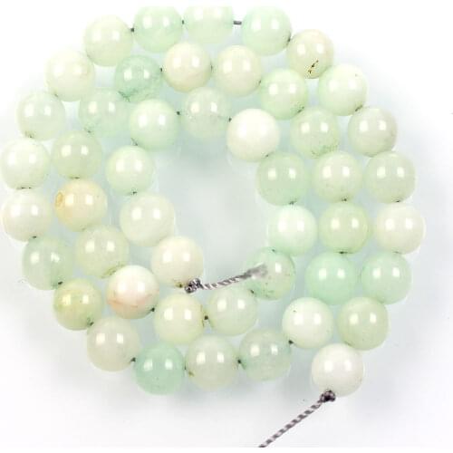 Natural Stone Beads Light Green Transparent Marble Loose Beads for Jewelry Making Needlework DIY Bracelet Strand 4-12 MM