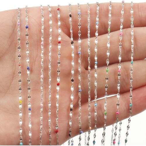 1M Handmade Silver Color Wire Wrapped Rosary Chain stone Bead Chains for Jewelry Making DIY Necklace Bracelet Anklet Accessories