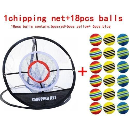 Golf Chipping Net Swing Trainer Indoor Outdoor Chipping Pitching Cages Mats Golf Practice Net Portable 18 pcs golf soft balls