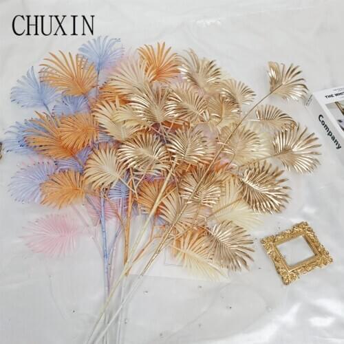 90cm 5 Branch Golden Orchid Artificial Plants Maple Leaf Home Bedroom Decor Wedding Holiday Decoration Flower Arrangement