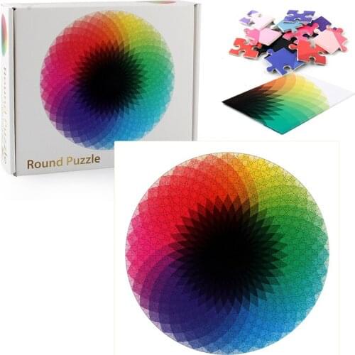JINLETONG 1000 Pieces Jigsaw Puzzles Educational Toys Round Gradient Color Rainbow Palette Jigsaw Puzzle Color Puzzle for Adults