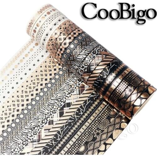 20 Pcs/Set Black Foil Washi Tape Masking Tape Decorative Adhesive Tape for Photo Album Diary Gift Wrapping Scrapbooking