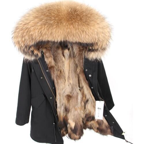 Winter Jacket Women 2020 Real Fur Coat Long Parka Natural Raccoon Fur Collar Fox Fur Liner Thick Warm Streetwear Outerwear New
