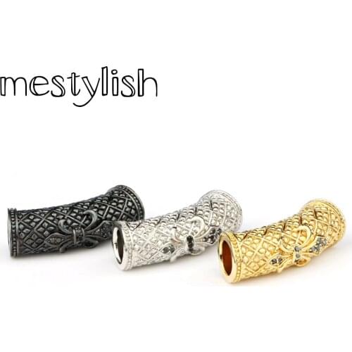 Mestylish 2pcs/lot Fleur De Lis Anchor Tube Spacer Beads Charms fit Diy Bracelets Jewelry Handmade Making