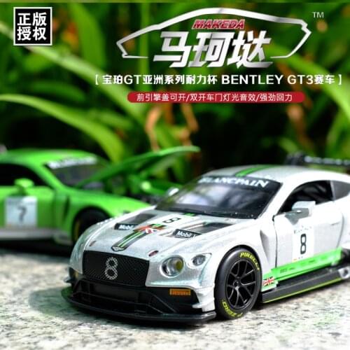 1:32 Continental GT3 Pull Back Alloy Sports Car Model Diecast Toy Three doors openable Sound Light Super Racing Collection Model