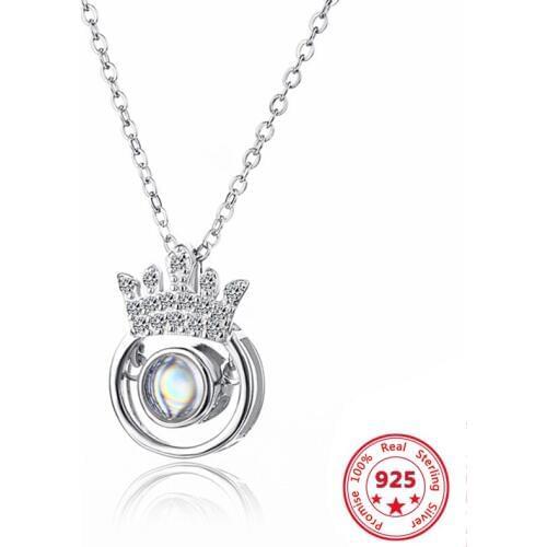 Fashion Silver 925 Necklace 100 Languages Crown Smart Necklaces For Women Jewelry