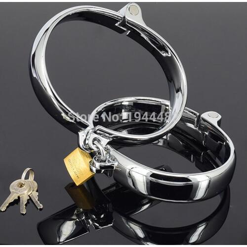 SODANDY Male Steel Ankle Cuffs Metal Ankle Shackles Lockable Bondage Gear Adult Games For Couples Leg Restraints For Men Fetter