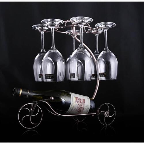 Decorative Racks Wine Bottle Holder Hanging Upside Down Cup Goblets Display Rack Iron Wine Stand Arts Design KC1283
