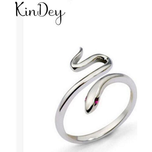 Kindey Wholesale Real Silver Color Snake Rings For Women Big Antique Rings Finger Jewelry High Quality