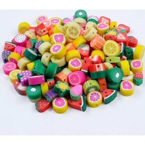 Polymer Clay Spacer Loose Beads For Necklace DIY Bracelet Accessories 50/100Pcs 10mm Mixed Color Fruit Beads Polymer Clay Beads
