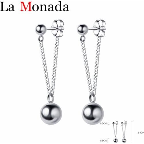 Real 925 Sterling Silver Chain Tassel Bead Drop Earrings For Elegant Women Trendy 2020 Accessories S925 Fine Jewelry
