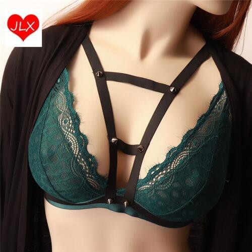 JLX.HARNES 90s Punk Gothic Body Harness Belt Adjustable harness Strappy Tops Cage Bra Bodysuit Crop Top Bondage Harness belt