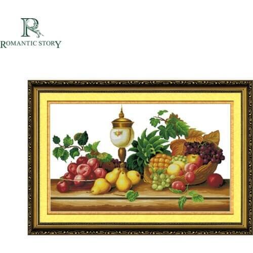 Romantic Story European American Style Fruit Pattern Home Decoration Cross Stitch Needlework DMC Cross-Stitch Set For Embroidery