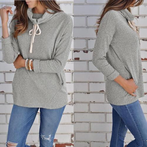 S-XL long sleeve hooded tops blouse autumn winter casual leisure tops blouse hoodies women streetwear blouse
