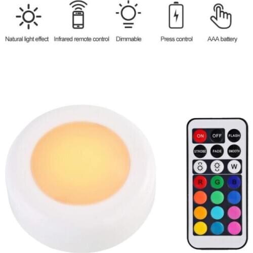 LED Night Light Wireless Remote Controller 12 Color RGB Battery Touch Sensor Under Cabinet Lights For Kitchen Closet Wall Lamps