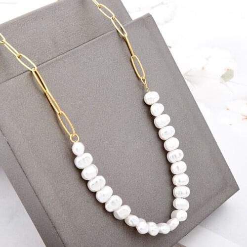 XIYANIKE 316L Stainless Steel Gold Color Pearl Thick Necklaces For Women Choker 2021 Trend New Fashion Festival Gift Jewelry