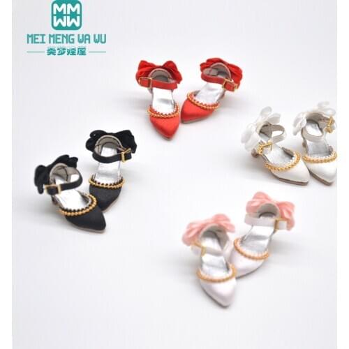 Mini doll shoes fits 28-30cm blyth Azone OB23 OB24 fashion bow high heels Pink, white, black, red