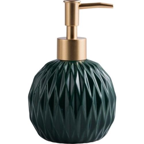 Nordic Bathroom, Dark Green Ceramic Embossed Diamond Shape, Soap Dispenser, Soap Dish, Mouthwash Cup, Bathroom Supplies, Set