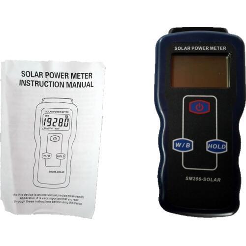 High Precision Solar Power Meter Light Meter Data Hold And Peak Hold For Solar Radiation Tester SM206 Glass Light Intensity