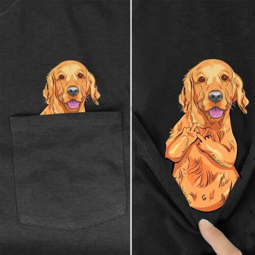 Funny T Shirt Fashion Brand summer pocket dog printed t-shirt men for women shirts Hip hop tops funny cotton tees drop shipping