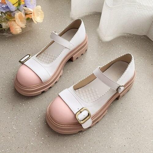 High Heels 5cm Pu Leather Feminine Pink Black Womens British Japanese Jk Uniform Loli Shoes Retro Lolita Mary Jane Anime Gothic