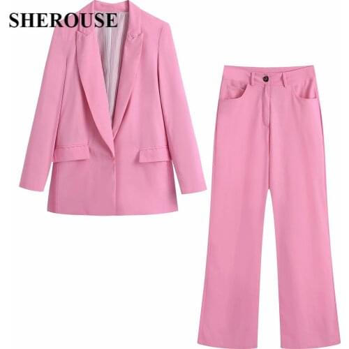 2021 Two Piece Set Suit Women Fashion Elegant Office Lady Blazer Vintage Pants Chic Woman Outfit Blazer Set Pants Suits