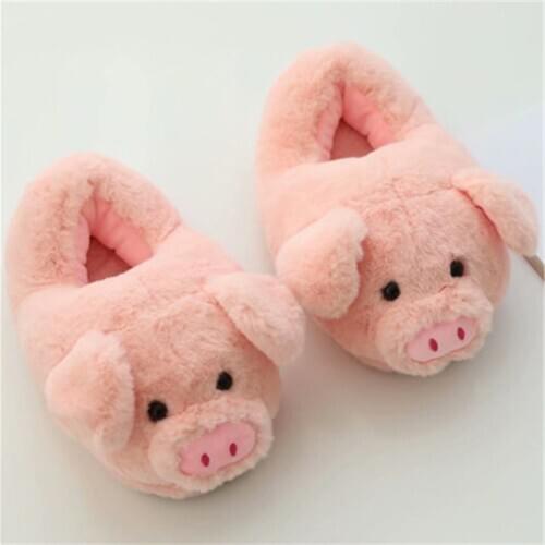 Winter Fluffy Slippers Women Cute Pink Pig Ladies Cartoon Cotton Shoes Female Winter Plus Velvet Indoors Footwear Warm Hot Sale