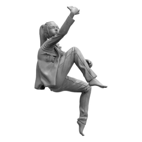 1/35 Resin Model Building Kit Figure Girl Taking photo Unpainted