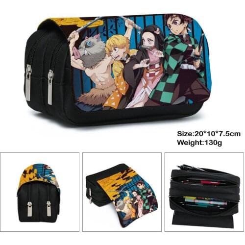 1Pcs Anime Demon Slayer Kimetsu No Yaiba Print Men handbag Pencil Case Zipper Pen Stationery Casual Fashion Catoon Box Wallet