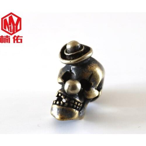 1PC EDC Paracord Beads Skull Retro Brass Copper Lanyard Pendants Knife Beads Umbrella Rope Cord Necklace Bracelet Beads Pendants