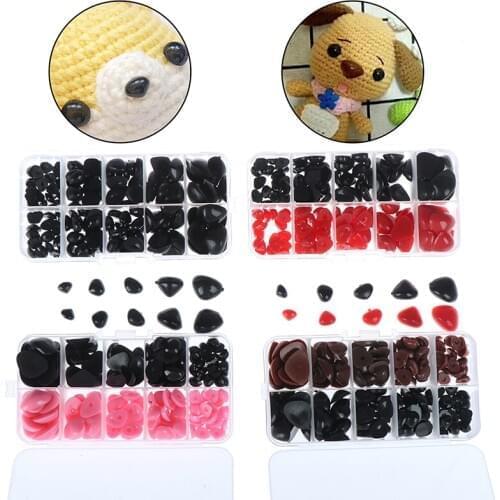 150pcs Round Flat Black Eyes Triangle Nose Plastic Eyes for Dolls Making Toys Bear Dolls Eyes Amigurumi Making Accessories