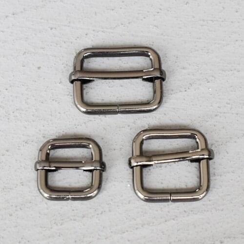 20 Pcs 15/20/25mm Gun Black Metal Slider Adjust Buckle Slides Tri-glides Roller Pin Buckles Handbag Strap Slider Adjuster Belt
