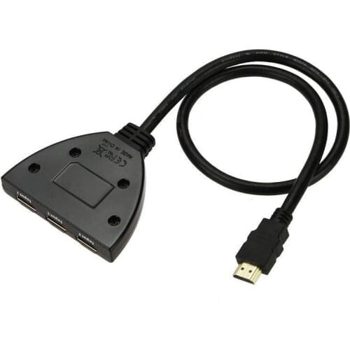 3 Port HDMI-compatible Splitter Sp1080P 3D Switcher 3x1 Auto Switch 3-In 1-Out with 50 CM Pigtail Converter Wholesales 20pcs/lot